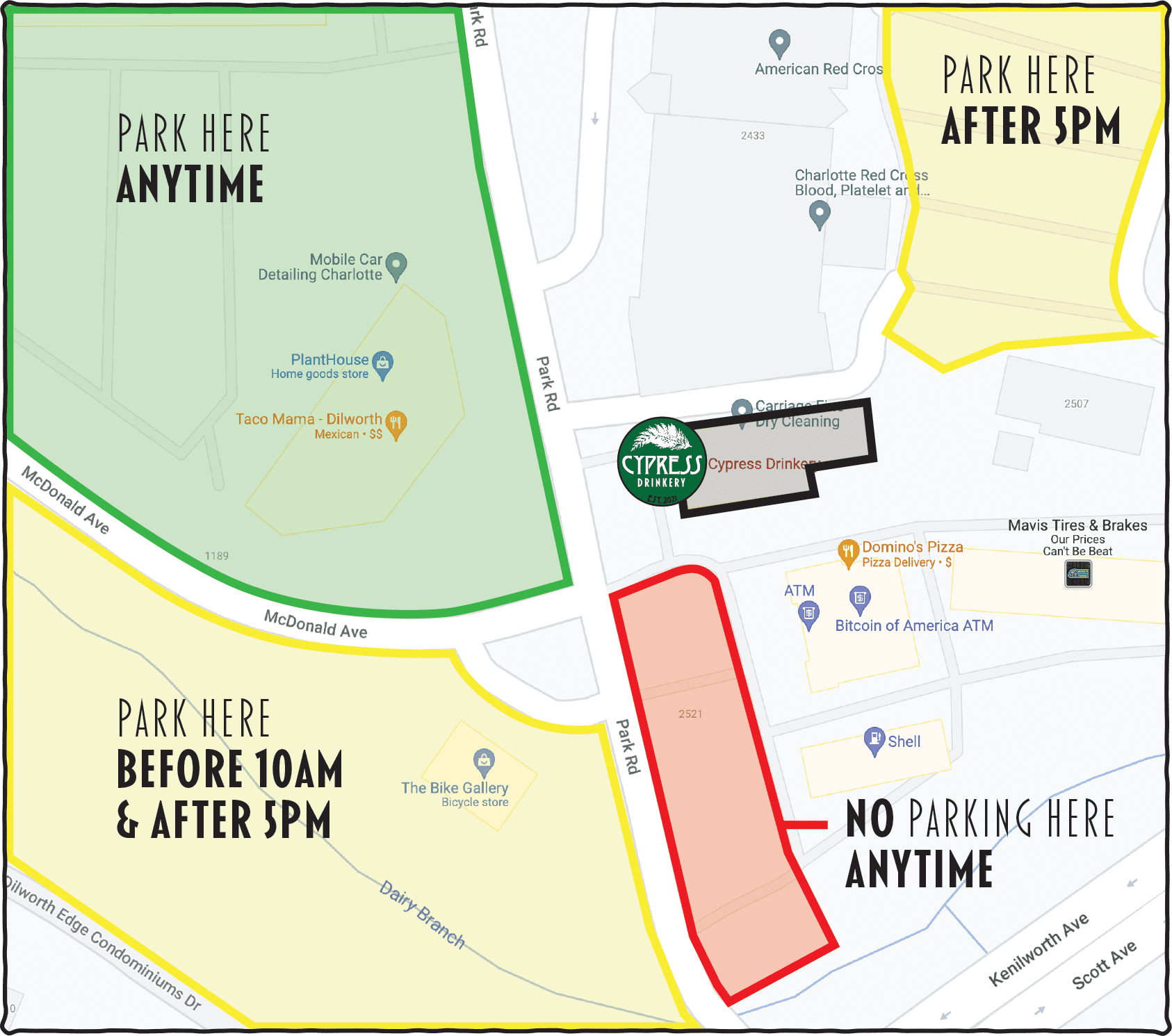 Cypress Drinkery Parking Map